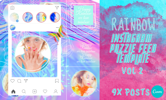 Download Rainbow Instagram Puzzle Template Vol 2 - Puzzle template Collection