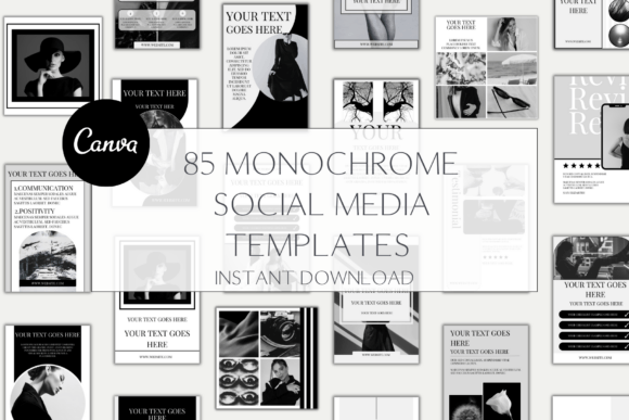 Download 85 Monochrome Social Media Templates - Media templates Collection