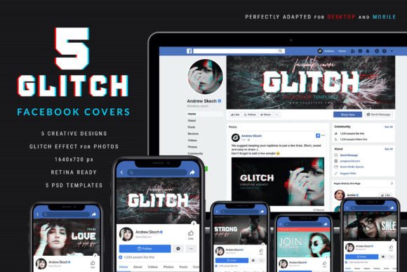 Download Glitch Facebook Covers - Premium Resources